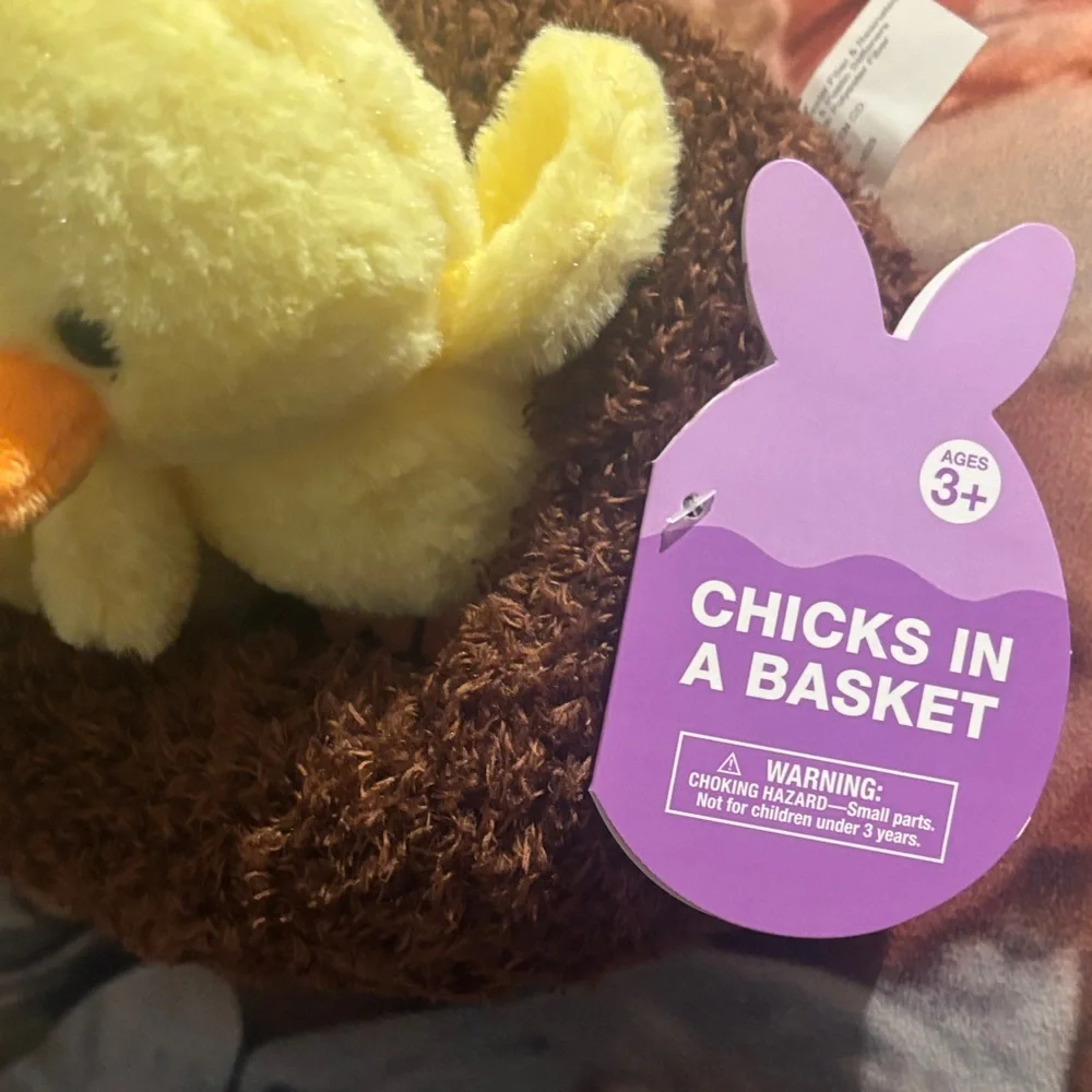 Charming Yellow Plush Chicks in Nest